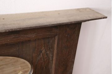イギリスアンティーク　オーク材　鏡付きが嬉しい!重厚な雰囲気を醸しだす大振りサイズのマントルピース(装飾、飾り棚、暖炉、ディスプレイ)(R-048912)