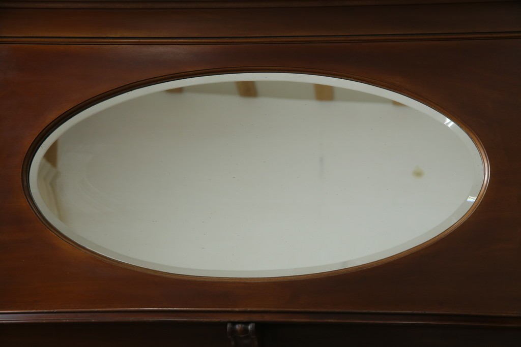 イギリスアンティーク　マホガニー材　鏡付き!褐色の木肌が美しい大振りサイズのマントルピース　(R-048913)