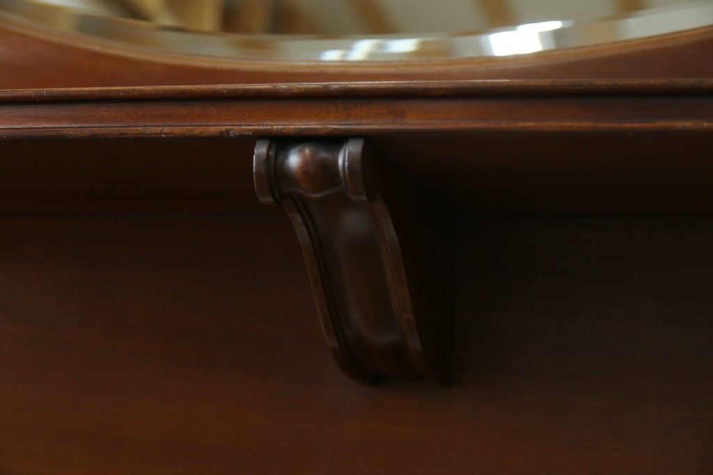 イギリスアンティーク　マホガニー材　鏡付き!褐色の木肌が美しい大振りサイズのマントルピース　(R-048913)