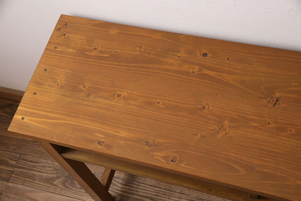 和製アンティーク　天板ヒノキ材　木のぬくもりを存分に味わえる作業台(コンソールテーブル、テーブル)(R-048914)