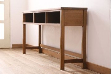 和製アンティーク　天板ヒノキ材　整理しながら作業もはかどる!レトロな作業台(コンソールテーブル、テーブル)(R-048915)