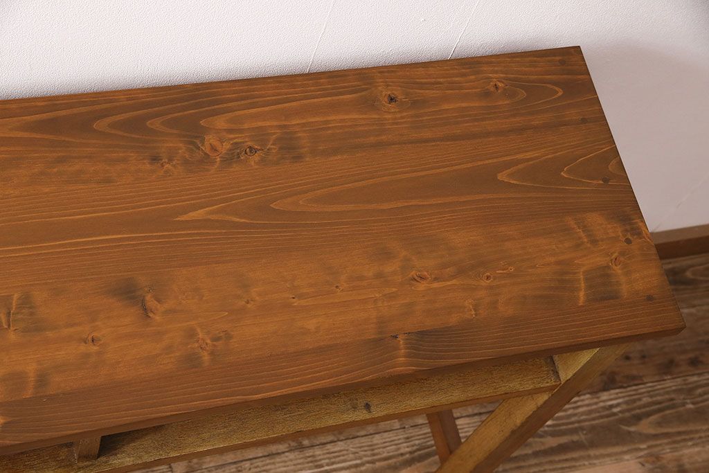 和製アンティーク　天板ヒノキ材　整理しながら作業もはかどる!レトロな作業台(コンソールテーブル、テーブル)(R-048915)