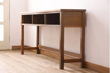 和製アンティーク　天板ヒノキ材　木の優しいぬくもりを感じる作業台(コンソールテーブル、テーブル)(R-048916)