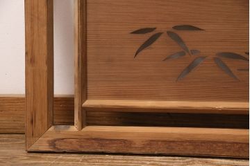 和製アンティーク　鳥と竹の透かしが魅力!ディスプレイにもおすすめな和の趣あふれる欄間(明かり取り、明り取り)(R-048917)