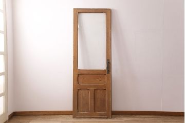 アンティーク建具　パイン材　素朴で温かみのある木の風合いが味わい深いフランスアンティークのドア(ガラス扉、建具)(R-048924)