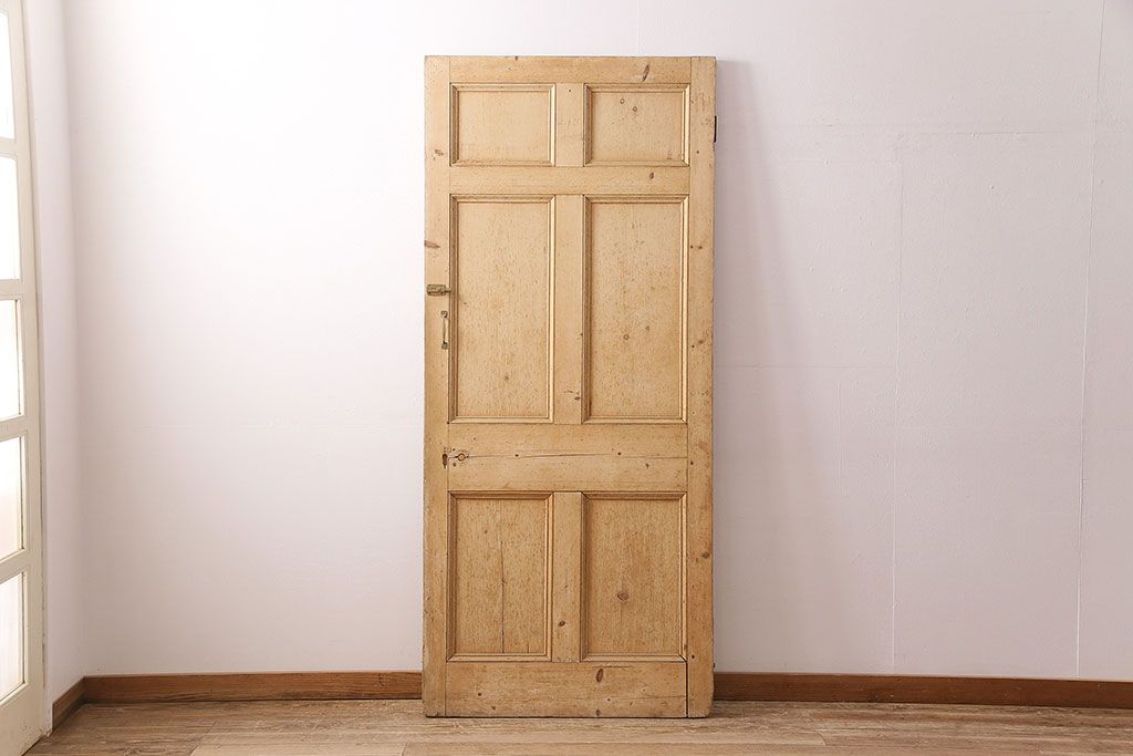 アンティーク建具　パイン材　カントリースタイルにおすすめ!木の風合いが味わい深いフランスアンティークのパネルドア(木製ドア、扉、建具)(R-048925)
