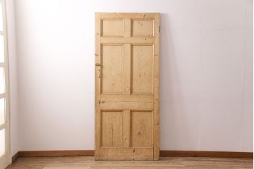 アンティーク建具　パイン材　カントリースタイルにおすすめ!木の風合いが味わい深いフランスアンティークのパネルドア(木製ドア、扉、建具)(R-048925)