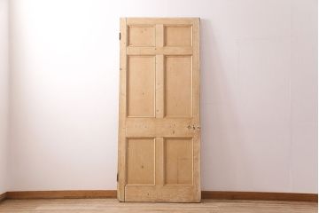 アンティーク建具　パイン材　カントリースタイルにおすすめ!木の風合いが味わい深いフランスアンティークのパネルドア(木製ドア、扉、建具)(R-048925)