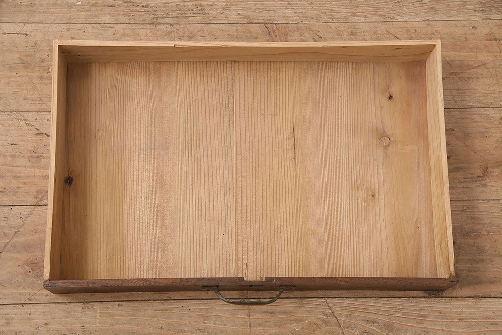 和製アンティーク　引き出し付きが嬉しい!素朴な風合いが味わい深い収納棚(本立て、ブックスタンド、小物収納)(R-048933)