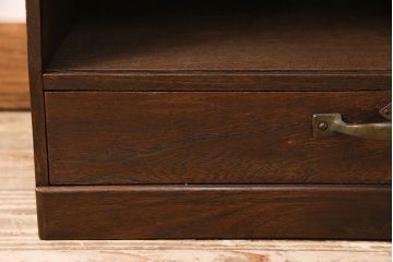 和製アンティーク　引き出し付きが嬉しい!素朴な風合いが味わい深い収納棚(本立て、ブックスタンド、小物収納)(R-048933)