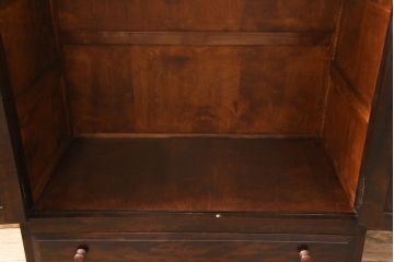 中古　松本民芸家具　D-型洋服タンス　引き出しが2杯付いたワードローブ(洋服タンス、衣装タンス)(定価約50万円)(R-048936)