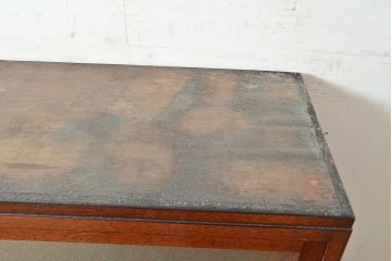 和製アンティーク　ナラ材　模様ガラスと蝿帳(はいちょう)がポイント!レトロな雰囲気が魅力の食器棚(収納棚、キャビネット)(R-048953)