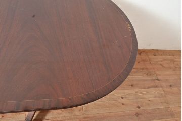 イギリスアンティーク　マホガニー材　象嵌細工入りの高級品!組み立て式ダイニングテーブル(オーバル型、4人掛け、6人掛け、作業台)(R-048955)