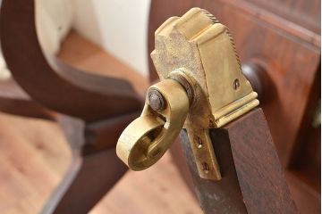イギリスアンティーク　マホガニー材　象嵌細工入りの高級品!組み立て式ダイニングテーブル(オーバル型、4人掛け、6人掛け、作業台)(R-048955)