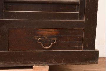 和製アンティーク　使い込まれた味わいが楽しめる、明治大正期の四尺水屋箪笥サイドボード(4尺、収納棚、食器棚)(R-048959)