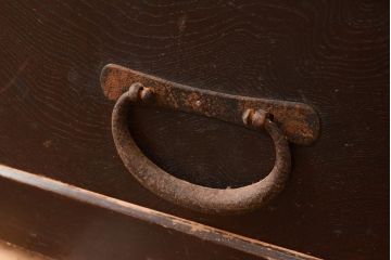 和製アンティーク　明治期　丸桟仕上げ　近江水屋箪笥サイドボード(食器棚、キャビネット、収納棚)(R-048963)