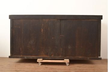 和製アンティーク　明治期　丸桟仕上げ　近江水屋箪笥サイドボード(食器棚、キャビネット、収納棚)(R-048963)