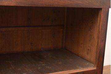 和製アンティーク　前面欅(ケヤキ)材　重厚な佇まいの大型帳場箪笥(水屋箪笥、サイドボード、テレビ台、テレビボード)(R-048964)