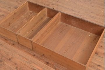 和製アンティーク　前面欅(ケヤキ)材　重厚な佇まいの大型帳場箪笥(水屋箪笥、サイドボード、テレビ台、テレビボード)(R-048964)