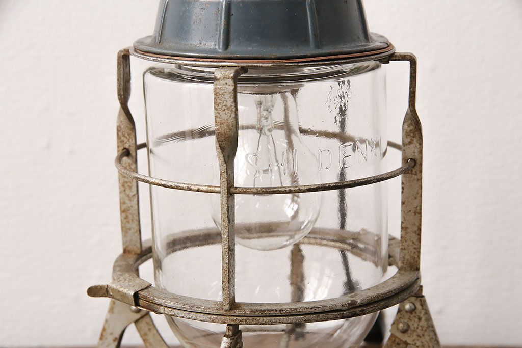 ヴィンテージ照明　星電機製造所　船舶用?　錆びついた風合いがかっこ良い置き型照明(ランプ、スタンドライト、ビンテージ)(R-048971)