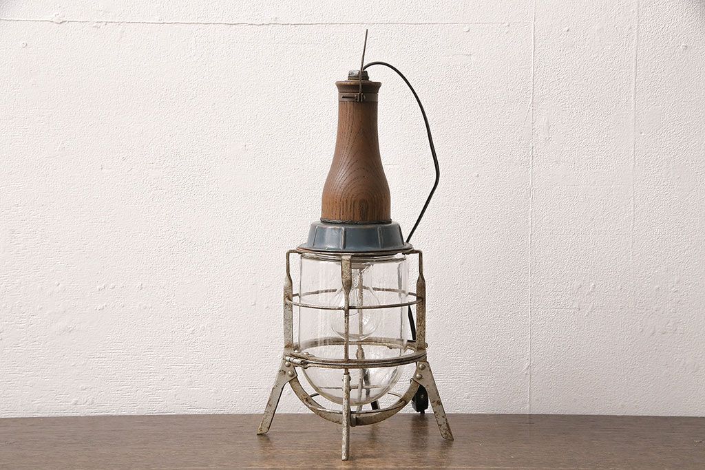 ヴィンテージ照明　星電機製造所　船舶用?　錆びついた風合いがかっこ良い置き型照明(ランプ、スタンドライト、ビンテージ)(R-048971)