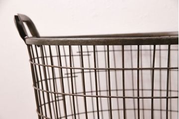 ヴィンテージ雑貨　アメリカビンテージ　BOCO　無骨でインダストリアルな雰囲気が格好良い鉄製カゴ(バスケット、収納、かご)(R-048980)