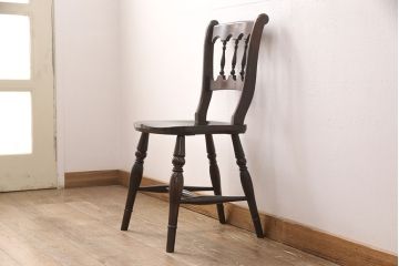 中古　松本民芸家具　#49型A　背もたれの美しいデザインが印象的なワイコムチェア(ダイニングチェア、椅子、板座チェア)(R-048983)