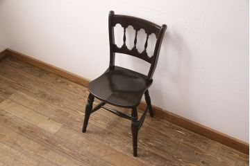 中古　松本民芸家具　#49型A　背もたれの美しいデザインが印象的なワイコムチェア(ダイニングチェア、椅子、板座チェア)(R-048983)