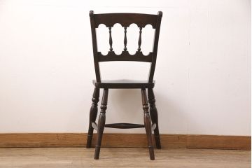 中古　松本民芸家具　#49型A　背もたれの美しいデザインが印象的なワイコムチェア(ダイニングチェア、椅子、板座チェア)(R-048983)