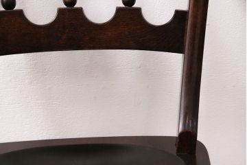 中古　松本民芸家具　#49型A　背もたれのデザインがお洒落なワイコムチェア(ダイニングチェア、椅子、板座チェア)(R-048984)