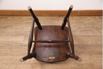 中古　松本民芸家具　#49型A　背もたれのデザインがお洒落なワイコムチェア(ダイニングチェア、椅子、板座チェア)(R-048984)