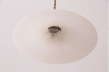 アンティーク照明　レトロな平笠シェードのペンダントライト2個セット(天井照明、吊り下げ照明、電笠)(R-048997)