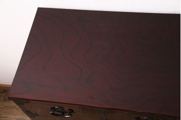 中古　美品　田中家具　ケヤキ材　気品ある佇まいが魅力的な二本松伝統家具の重ね箪笥(衣装箪笥、引き出し)(定価約40万円)(R-048998)