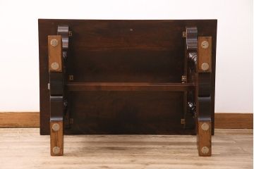 中古　松本民芸家具　レアな逸品!凝った脚のデザインが印象的な#29安川型卓(センターテーブル、ローテーブル)(R-048999)