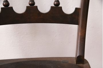 中古　松本民芸家具　#49型A　背もたれの美しいデザインが印象的なワイコムチェア(ダイニングチェア、椅子、板座チェア)(R-049010)