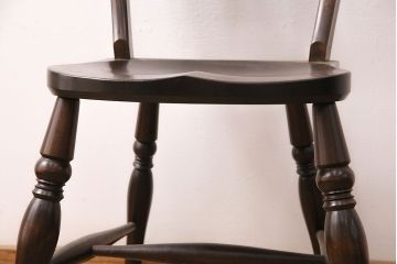 中古　松本民芸家具　#49型A　背もたれの美しいデザインが印象的なワイコムチェア(ダイニングチェア、椅子、板座チェア)(R-049010)