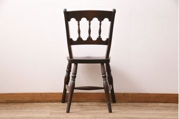 中古　松本民芸家具　#49型A　背もたれの美しいデザインが印象的なワイコムチェア(ダイニングチェア、椅子、板座チェア)(R-049010)