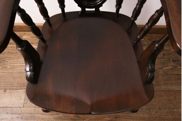 中古　松本民芸家具　存在感のあるホイールデザインが格好良い大キャプテンチェア(椅子、アームチェア、ウィンザーチェア、ウインザーチェア)(定価約26万円)(R-049012)