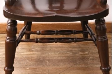 中古　松本民芸家具　存在感のあるホイールデザインが格好良い大キャプテンチェア(椅子、アームチェア、ウィンザーチェア、ウインザーチェア)(定価約26万円)(R-049012)