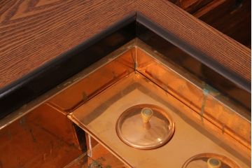 中古　民芸家具　総ニレ無垢材　風情ある和の空間作りにおすすめ!雰囲気を盛り上げる特大火鉢(囲炉裏、関西火鉢、座卓)(R-049013)