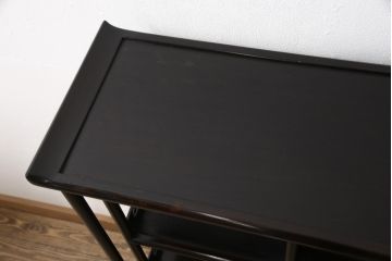 和製アンティーク　総シタン材　螺鈿と蒔絵の装飾が上質な和の空間を演出する時代物の飾り棚(茶棚、違い棚、収納棚)(R-049019)