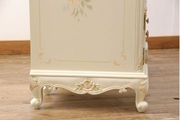 中古　イギリス製　ロココ様式　華やかなバラの装飾が印象的な可愛らしいドレッサー(定価約45万円)(鏡台)(R-049022)