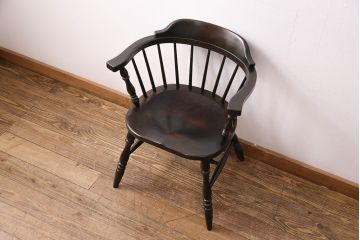 中古　松本民芸家具　#91型　落ち着きのある空間を演出するキャプテンチェア(アームチェア、板座チェア、椅子、ダイニングチェア)(R-049025)