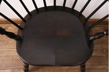 中古　松本民芸家具　#91型　落ち着きのある空間を演出するキャプテンチェア(アームチェア、板座チェア、椅子、ダイニングチェア)(R-049025)