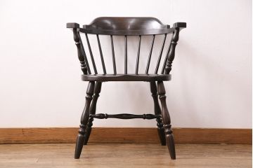 中古　松本民芸家具　#91型　落ち着きのある空間を演出するキャプテンチェア(アームチェア、板座チェア、椅子、ダイニングチェア)(R-049026)