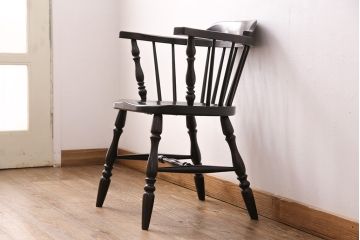 中古　松本民芸家具　#91型　落ち着きのある空間を演出するキャプテンチェア(アームチェア、板座チェア、椅子、ダイニングチェア)(R-049026)