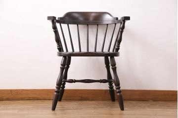 中古　松本民芸家具　#91型　落ち着きのある空間を演出するキャプテンチェア(アームチェア、板座チェア、椅子、ダイニングチェア)(R-049027)