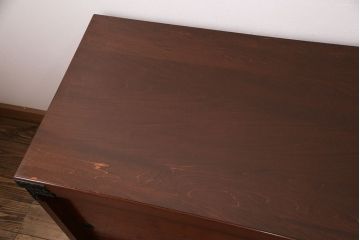 中古　民芸家具　衣装盆付き!赤みのある木肌が魅力の整理箪笥(収納タンス、ローボード、着物箪笥)(R-049031)