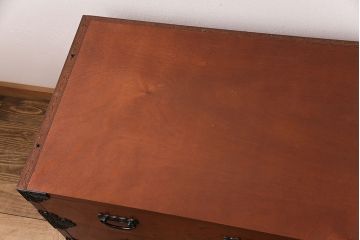 和製ビンテージ　民芸家具　ディスプレイ棚としてもおすすめ!赤みのある木肌が魅力の整理箪笥(収納タンス、ローボード、引き出し、チェスト、ヴィンテージ)(R-049033)