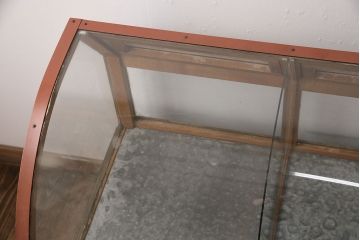 和製アンティーク　激レアデザイン!丸いフォルムがお洒落なガラスケース(飾り棚、ショーケース、陳列棚)(R-049035)